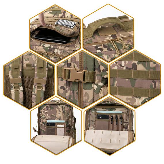 QT&QY 45L Militärischer taktischer Rucksack Bundeswehr Rucksäcke für Männer Molle Armee Angriff Tagesrucksack 3 Tage Bug Out Go Tasche Trekking Wanderrucksack