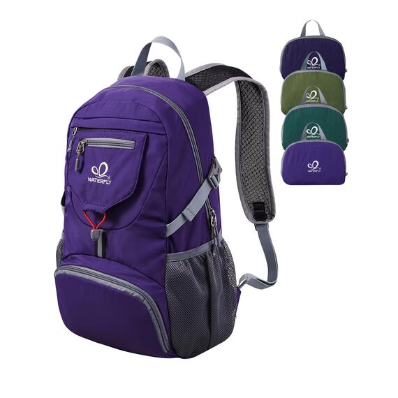 WATERFLY Ultraleicht Faltbar Klein Rucksack: 20L Leicht Packable Wanderrucksack Tagesrucksack Trekkingrucksack Outdoor Sportlich Backpack Travel Daypack für Herren Damen (Lila)