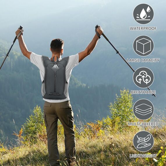 flintronic Faltbarer Rucksack, 16L Kleiner Wanderrucksack, Ultraleicht Wanderrucksack, Wasserfest Reiserucksack, Packbare Backpack, Damen Herren Daypack, für Camping Klettern/Outdoor Wandern