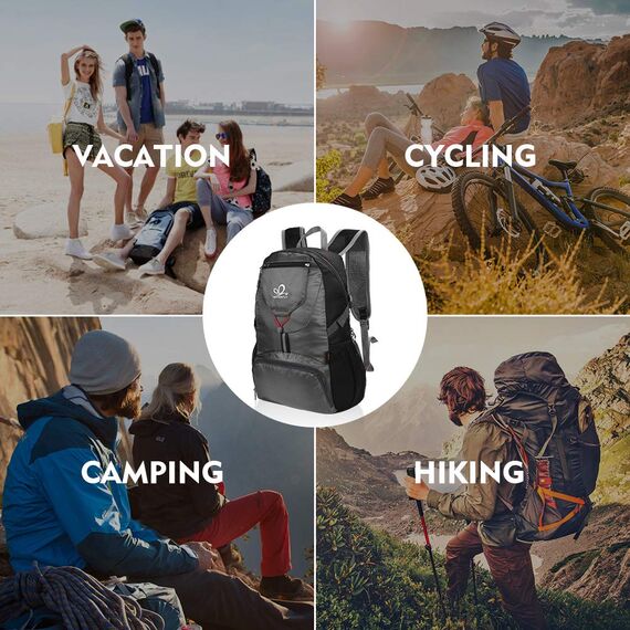 WATERFLY Ultraleicht Faltbar Klein Rucksack: 20L Leicht Packable Wanderrucksack Tagesrucksack Trekkingrucksack Outdoor Sportlich Backpack Travel Daypack für Herren Damen