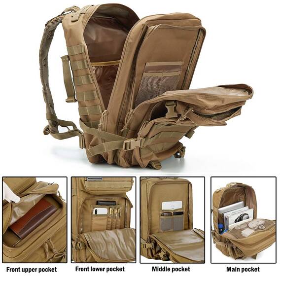 QT&QY 45L Militärischer taktischer Rucksack Bundeswehr Rucksäcke für Männer Molle Armee Angriff Tagesrucksack 3 Tage Bug Out Go Tasche Trekking Wanderrucksack