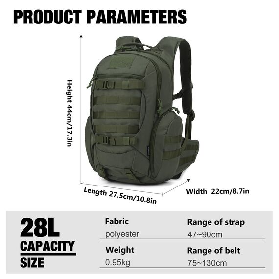 Mardingtop 18L/28L Rucksack Taktischer Trekkingrucksacke Rucksäck Outdoor Wanderrucksäcke für Camping Wandern Reisen