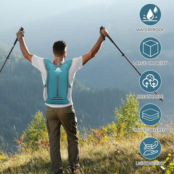 flintronic Faltbarer Rucksack, 16L Kleiner Wanderrucksack, Ultraleicht Wanderrucksack, Wasserfest Reiserucksack, Packbare Backpack, Damen Herren Daypack, für Camping Klettern/Outdoor Wandern