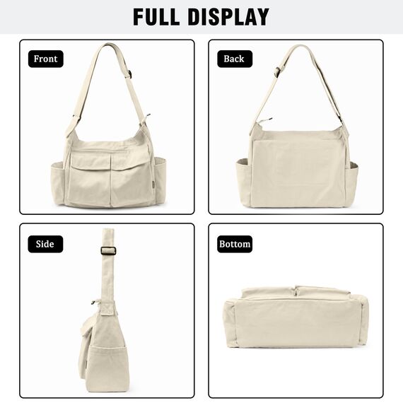 Captain Blues Canvas Messenger Bag Umhängetasche Crossbody Schulter Tote Hobo Bag für Frauen und Männer - Große Tasche mit mehreren Fächern (Khaki)