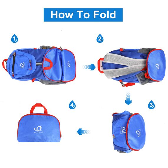 WATERFLY Ultraleicht Faltbar Klein Rucksack: 20L Leicht Packable Wanderrucksack Tagesrucksack Trekkingrucksack Outdoor Sportlich Backpack Travel Daypack für Herren Damen