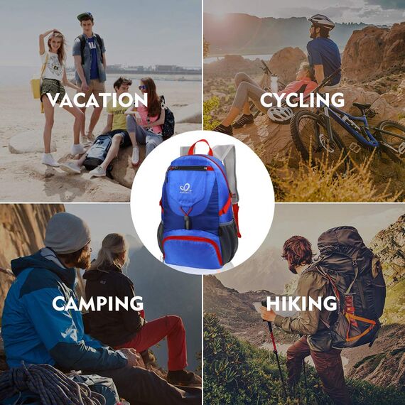 WATERFLY Ultraleicht Faltbar Klein Rucksack: 20L Leicht Packable Wanderrucksack Tagesrucksack Trekkingrucksack Outdoor Sportlich Backpack Travel Daypack für Herren Damen