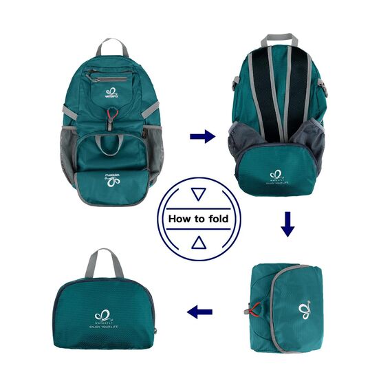 WATERFLY Ultraleicht Faltbar Klein Rucksack: 20L Leicht Packable Wanderrucksack Tagesrucksack Trekkingrucksack Outdoor Sportlich Backpack Travel Daypack für Herren Damen
