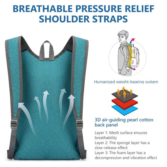 flintronic Faltbarer Rucksack, 16L Kleiner Wanderrucksack, Ultraleicht Wanderrucksack, Wasserfest Reiserucksack, Packbare Backpack, Damen Herren Daypack, für Camping Klettern/Outdoor Wandern