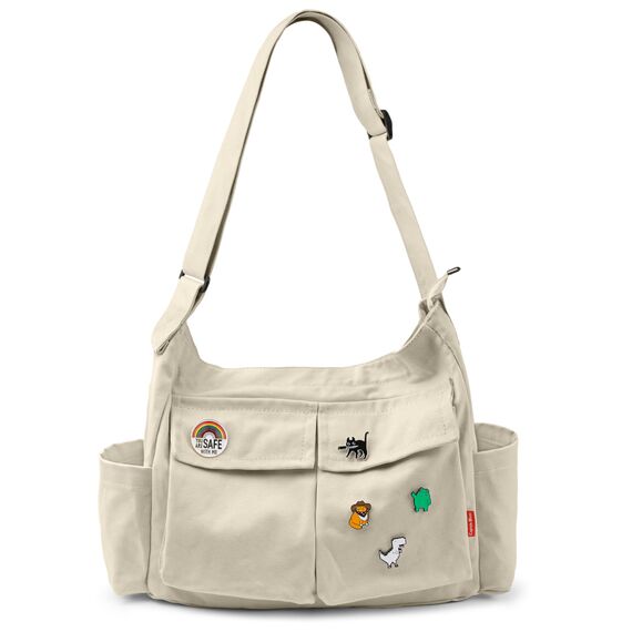 Captain Blues Canvas Messenger Bag Umhängetasche Crossbody Schulter Tote Hobo Bag für Frauen und Männer - Große Tasche mit mehreren Fächern (Khaki)