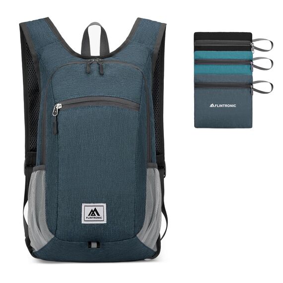 flintronic Faltbarer Rucksack, 16L Kleiner Wanderrucksack, Ultraleicht Wanderrucksack, Wasserfest Reiserucksack, Packbare Backpack für Camping Klettern/Outdoor Wandern (Dunkelgrau)