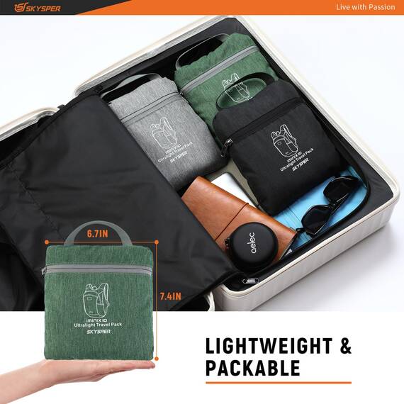 SKYSPER Faltbarer Rucksack 10L Klein Ultraleicht Tagesrucksäcke Wanderrucksack Reisenrucksack Trekkingrucksack Daypack für Wandern Reisen