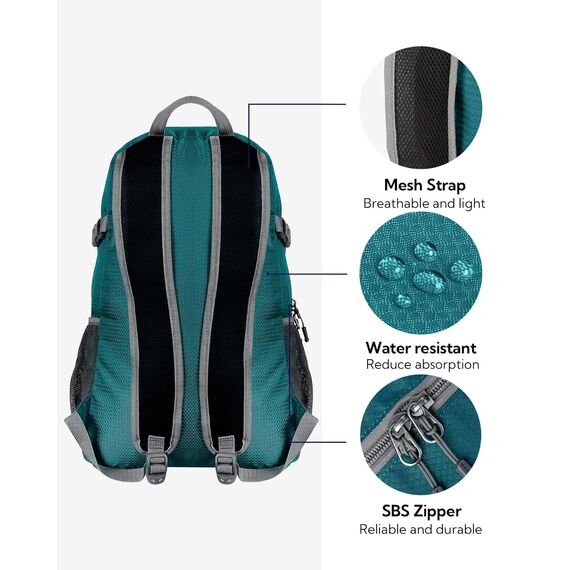 WATERFLY Ultraleicht Faltbar Klein Rucksack: 20L Leicht Packable Wanderrucksack Tagesrucksack Trekkingrucksack Outdoor Sportlich Backpack Travel Daypack für Herren Damen
