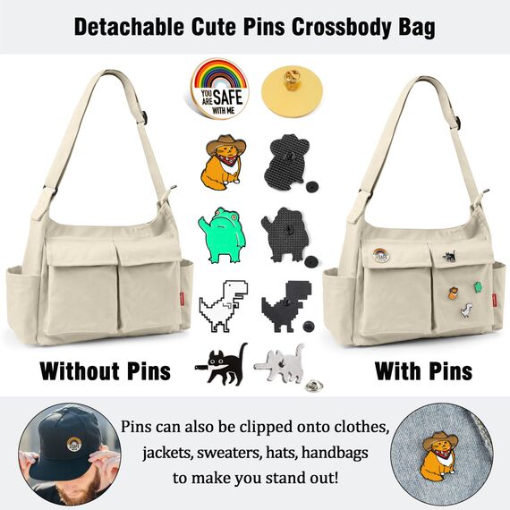 Captain Blues Canvas Messenger Bag Umhängetasche Crossbody Schulter Tote Hobo Bag für Frauen und Männer - Große Tasche mit mehreren Fächern (Khaki)