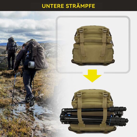 Zavothy Militär Rucksack 45L Rucksack Herren Damen, Wasserdicht Taktischer, Camping-Rucksack, Wanderrucksack, Outdoor Rucksack für Travel, Schule, Sport, Bushcraft (Gelb)