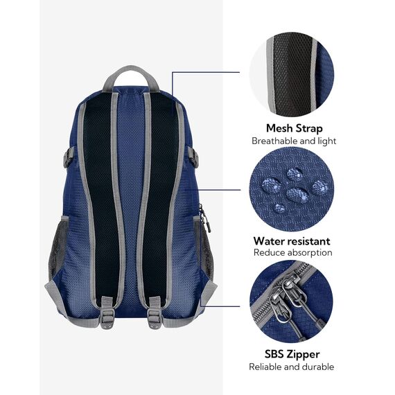 WATERFLY Ultraleicht Faltbar Klein Rucksack: 20L Leicht Packable Wanderrucksack Tagesrucksack Trekkingrucksack Outdoor Sportlich Backpack Travel Daypack für Herren Damen