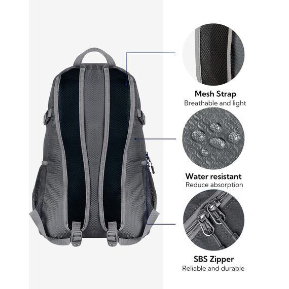 WATERFLY Ultraleicht Faltbar Klein Rucksack: 20L Leicht Packable Wanderrucksack Tagesrucksack Trekkingrucksack Outdoor Sportlich Backpack Travel Daypack für Herren Damen