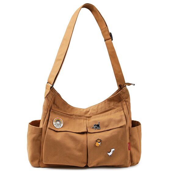 Captain Blues Canvas Messenger Bag Umhängetasche Crossbody Schulter Tote Hobo Bag für Frauen und Männer - Große Tasche mit mehreren Fächern (Braun)