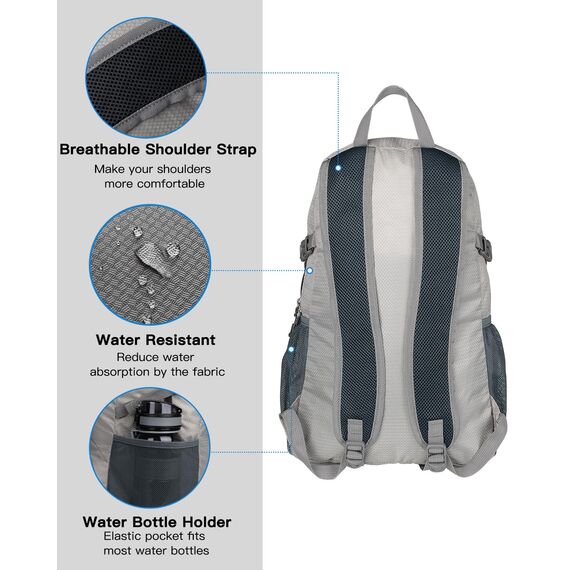 WATERFLY Ultraleicht Faltbar Klein Rucksack: 20L Leicht Packable Wanderrucksack Tagesrucksack Trekkingrucksack Outdoor Sportlich Backpack Travel Daypack für Herren Damen