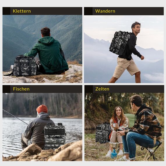 Zavothy 45L Militär Rucksack Herren Damen, Wanderrucksack, Outdoor Arbeit Bundeswehr, MOLLE Survival Taktischer Rucksack, Wasserdicht, für Trekking Camping Reisen Jagd