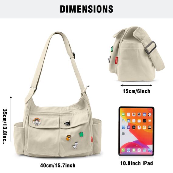 Captain Blues Canvas Messenger Bag Umhängetasche Crossbody Schulter Tote Hobo Bag für Frauen und Männer - Große Tasche mit mehreren Fächern (Khaki)