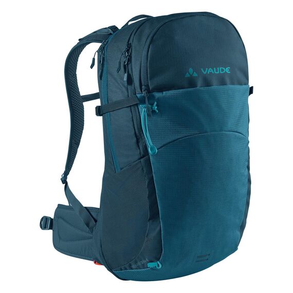 VAUDE Wanderrucksack Wizard Blau 24+4, wasserabweisender Rucksack Damen & Herren, komfortabler Trekkingrucksack mit durchdachtem Tragesystem & praktischer Fächeraufteilung