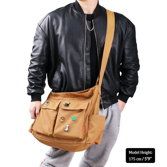 Captain Blues Canvas Messenger Bag Umhängetasche Crossbody Schulter Tote Hobo Bag für Frauen und Männer - Große Tasche mit mehreren Fächern (Braun)