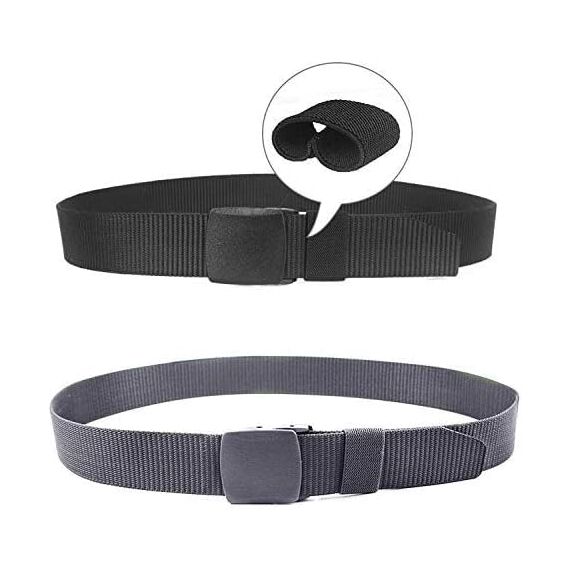 Chalier 2er Unisex Gürtel Nylon Canvas Belt für Damen und Herren, Stufenlos Verstellbarer Stoffgürtel, Länge 130 cm, Breite ca. 3,8 cm, mit Kunststoff Schnalle MEHRWEG