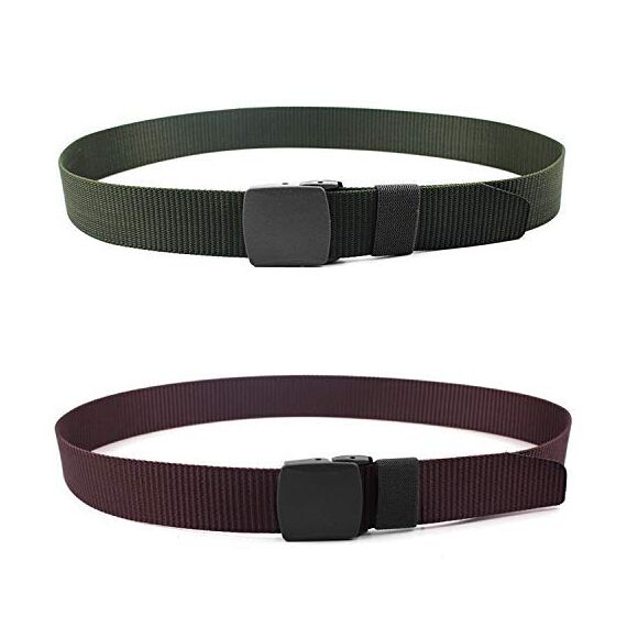 Chalier 2er Unisex Gürtel Nylon Canvas Belt für Damen und Herren, Stufenlos Verstellbarer Stoffgürtel, Länge 130 cm, Breite ca. 3,8 cm, mit Kunststoff Schnalle MEHRWEG