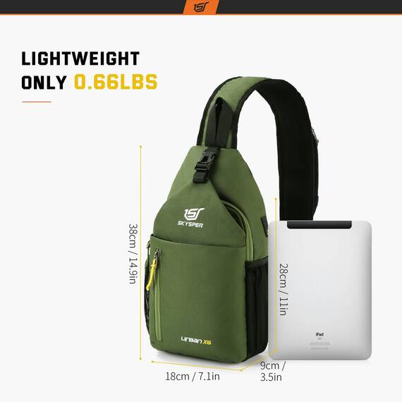 SKYSPER Schultertasche Brusttasche Leichte Sling Bag Klein Wasserfest Crossbody Umhängetasche zum Wandern Outdoor Sports Reise