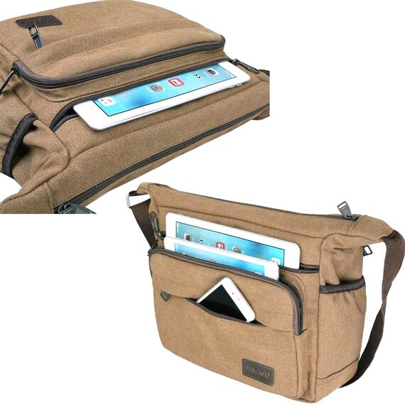 JAKAGO Umhängetasche Herren, Multi-Tasche Schultertaschen,Arbeitstaschen Herren & Damen,für Outdoor,Reisen,Arbeiten,täglicher Gebrauch (Braun)
