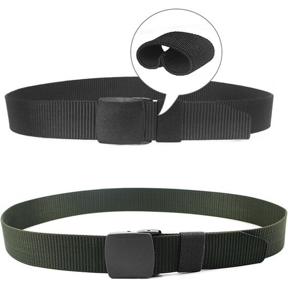 Chalier 2er Unisex Gürtel Nylon Canvas Belt für Damen und Herren, Stufenlos Verstellbarer Stoffgürtel, Länge 130 cm, Breite ca. 3,8 cm, mit Kunststoff Schnalle MEHRWEG