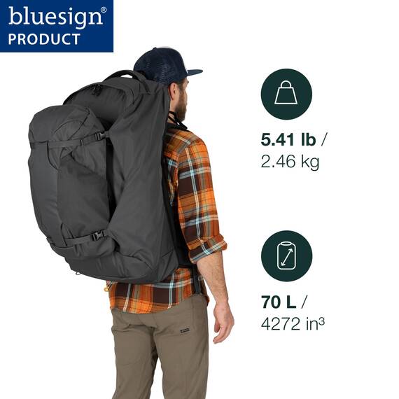 Osprey Farpoint Herren Reiserucksack, 70L, Tunnel Vision Grey, O/S