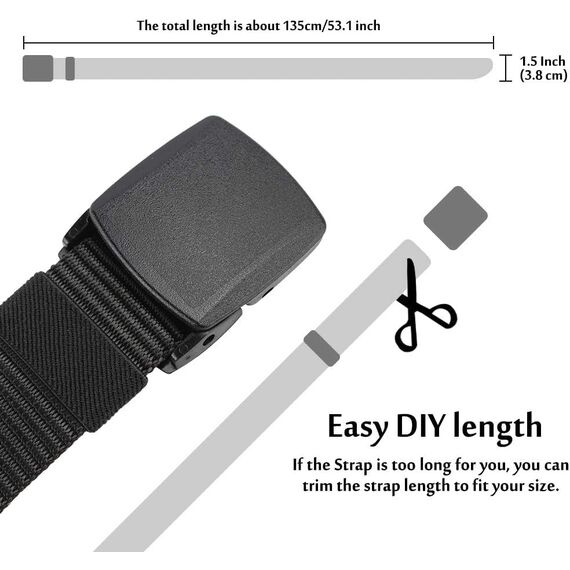 Chalier 2er Unisex Gürtel Nylon Canvas Belt für Damen und Herren, Stufenlos Verstellbarer Stoffgürtel, Länge 130 cm, Breite ca. 3,8 cm, mit Kunststoff Schnalle MEHRWEG