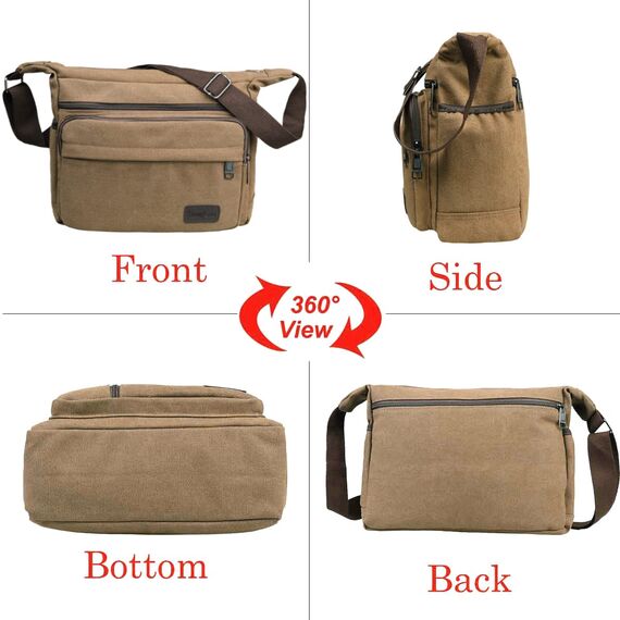 JAKAGO Umhängetasche Herren, Multi-Tasche Schultertaschen,Arbeitstaschen Herren & Damen,für Outdoor,Reisen,Arbeiten,täglicher Gebrauch (Braun)
