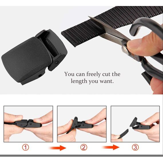 Chalier 2er Unisex Gürtel Nylon Canvas Belt für Damen und Herren, Stufenlos Verstellbarer Stoffgürtel, Länge 130 cm, Breite ca. 3,8 cm, mit Kunststoff Schnalle MEHRWEG