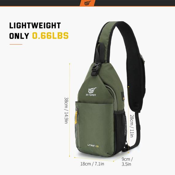 SKYSPER Brusttasche Herren Sling Bag Klein Crossbody Bags Männer Damen Leicht Schultertasche Umhängetasche Wandern Outdoor Reisen