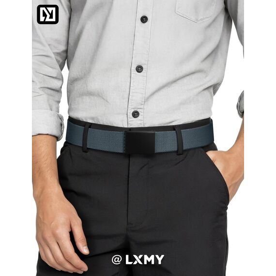 LXMY Gürtel Herren,Herren Gürtel Ohne Löcher,Stufenlos Verstellbar Canvas Stoff Gürtel Herren,Der Outdoor Business Arbeitsgürtel Passt überall Hin(Grau)