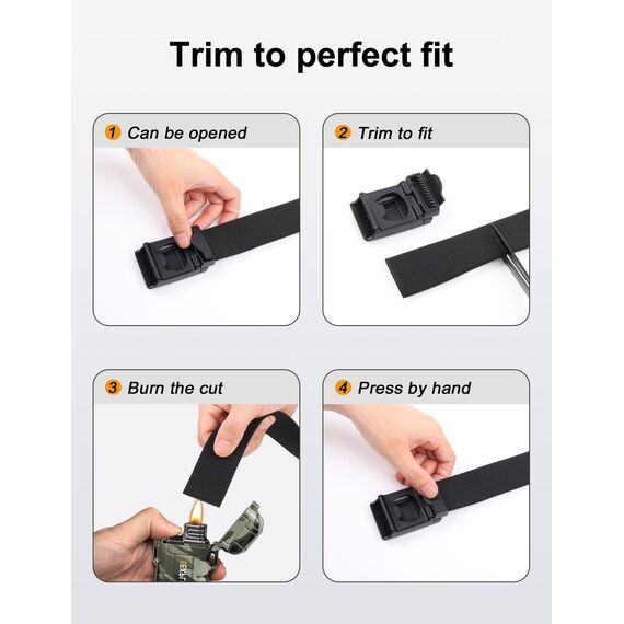 JUKMO Taktischer Stretchgürtel für Männer, Militär Arbeit Rigger Wandern,3,8cm elastische Nylon Web Ratsche Schnellspanner Gürtel in Geschenkbox (Schwarz, Medium)