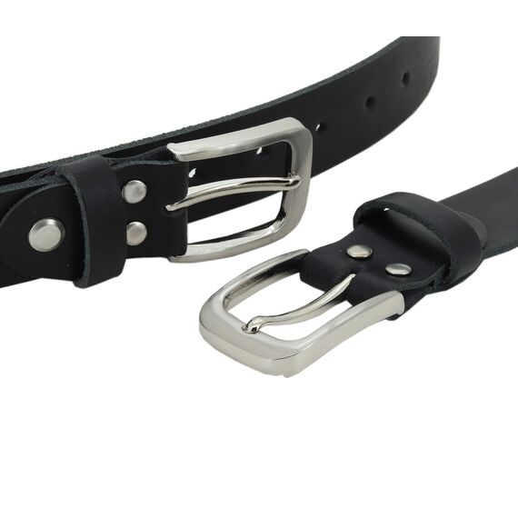 Vascavi Ledergürtel, 3 cm breit, Made in Germany, echt Leder Gürtel für Damen und Herren, kürzbar (80 cm Gesamtlänge 90 cm, Schwarz)