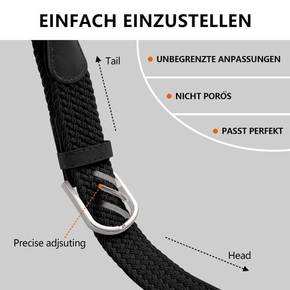 TANGCHAO Stoffgürtel Stretchgürtel Elastik Flechtgürtel Geflochtener und Elastischer Dehnbarer Gürtel für Damen und Herren Breite 3.3cm HEI-110cm