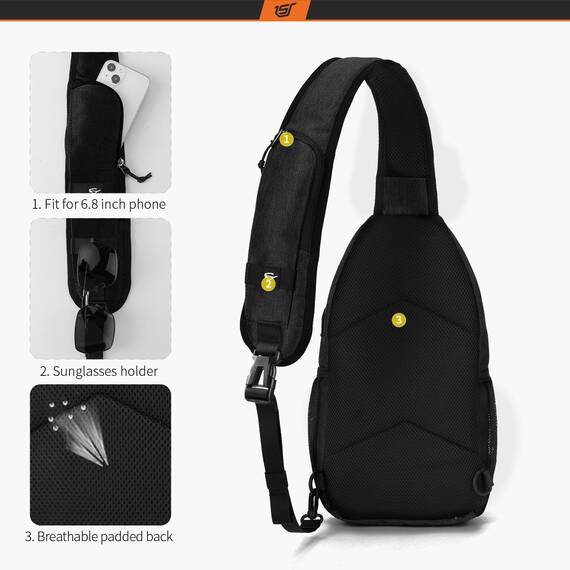 SKYSPER Schultertasche Brusttasche Leichte Sling Bag Klein Wasserfest Crossbody Umhängetasche zum Wandern Outdoor Sports Reise
