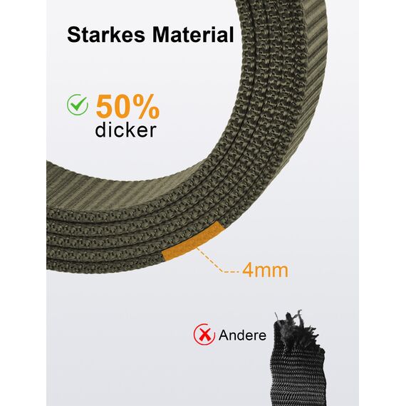 JUKMO Automatik Gürtel Herren, Nylon 3,8cm Ratsche Gürtel (Grün, L-für Taille 106cm-115cm (Länge 135cm))