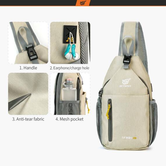 SKYSPER Schultertasche Brusttasche Leichte Sling Bag Klein Wasserfest Crossbody Umhängetasche zum Wandern Outdoor Sports Reise