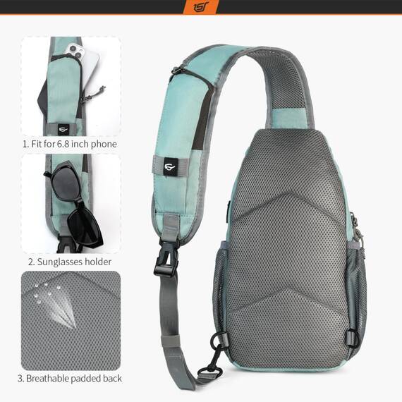 SKYSPER Schultertasche Brusttasche Leichte Sling Bag Klein Wasserfest Crossbody Umhängetasche zum Wandern Outdoor Sports Reise