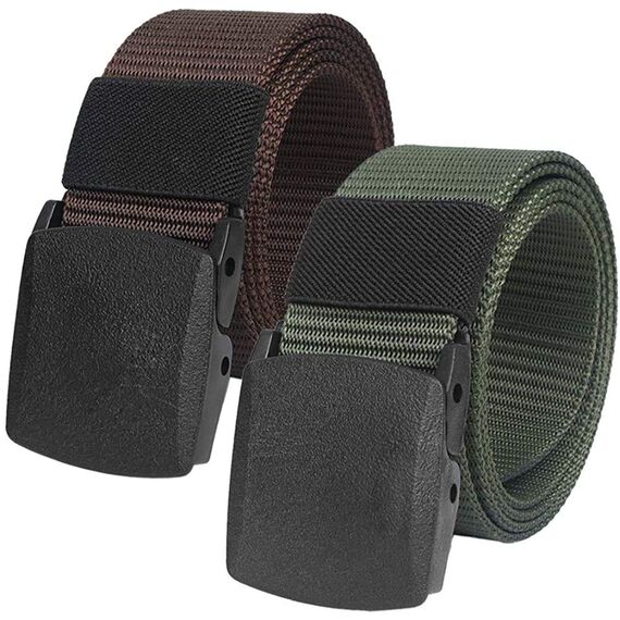 Chalier 2er Unisex Gürtel Nylon Canvas Belt für Damen und Herren, Stufenlos Verstellbarer Stoffgürtel, Länge 130 cm, Breite ca. 3,8 cm, mit Kunststoff Schnalle MEHRWEG