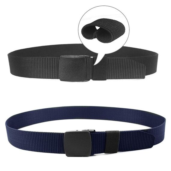 Chalier 2er Unisex Gürtel Nylon Canvas Belt für Damen und Herren, Stufenlos Verstellbarer Stoffgürtel, Länge 130 cm, Breite ca. 3,8 cm, mit Kunststoff Schnalle MEHRWEG
