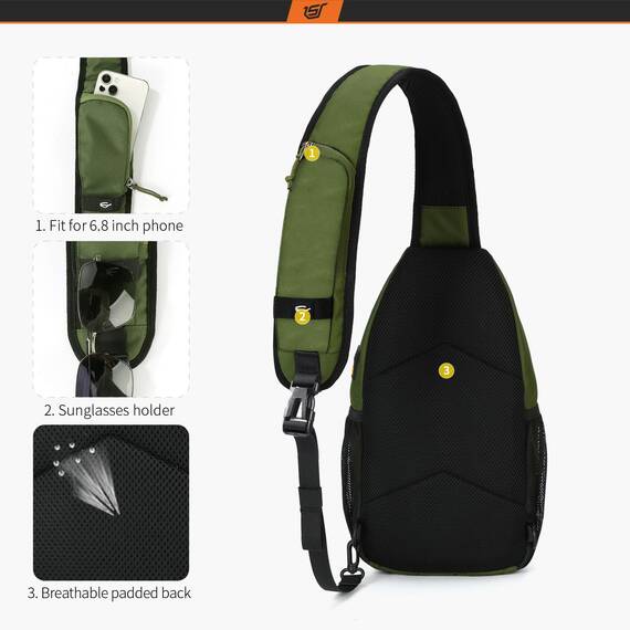 SKYSPER Schultertasche Brusttasche Leichte Sling Bag Klein Wasserfest Crossbody Umhängetasche zum Wandern Outdoor Sports Reise