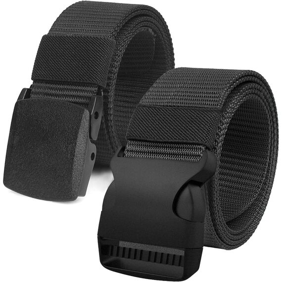 Chalier 2er Unisex Gürtel Nylon Canvas Belt für Damen und Herren, Stufenlos Verstellbarer Stoffgürtel, Länge 130 cm, Breite ca. 3,8 cm, mit Kunststoff Schnalle MEHRWEG