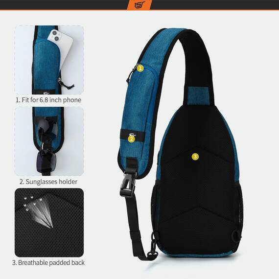 SKYSPER Schultertasche Brusttasche Leichte Sling Bag Klein Wasserfest Crossbody Umhängetasche zum Wandern Outdoor Sports Reise