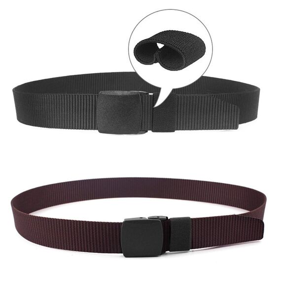 Chalier 2er Unisex Gürtel Nylon Canvas Belt für Damen und Herren, Stufenlos Verstellbarer Stoffgürtel, Länge 130 cm, Breite ca. 3,8 cm, mit Kunststoff Schnalle MEHRWEG